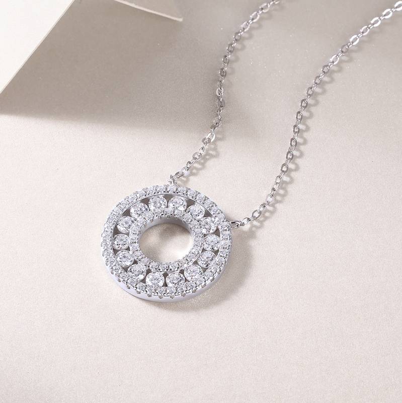 N13249款银镀18K白金MoissaniteNecklace1.3ct