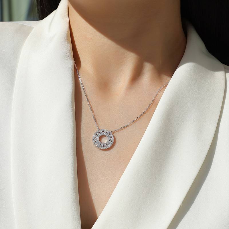 N13249款银镀18K白金MoissaniteNecklace1.3ct
