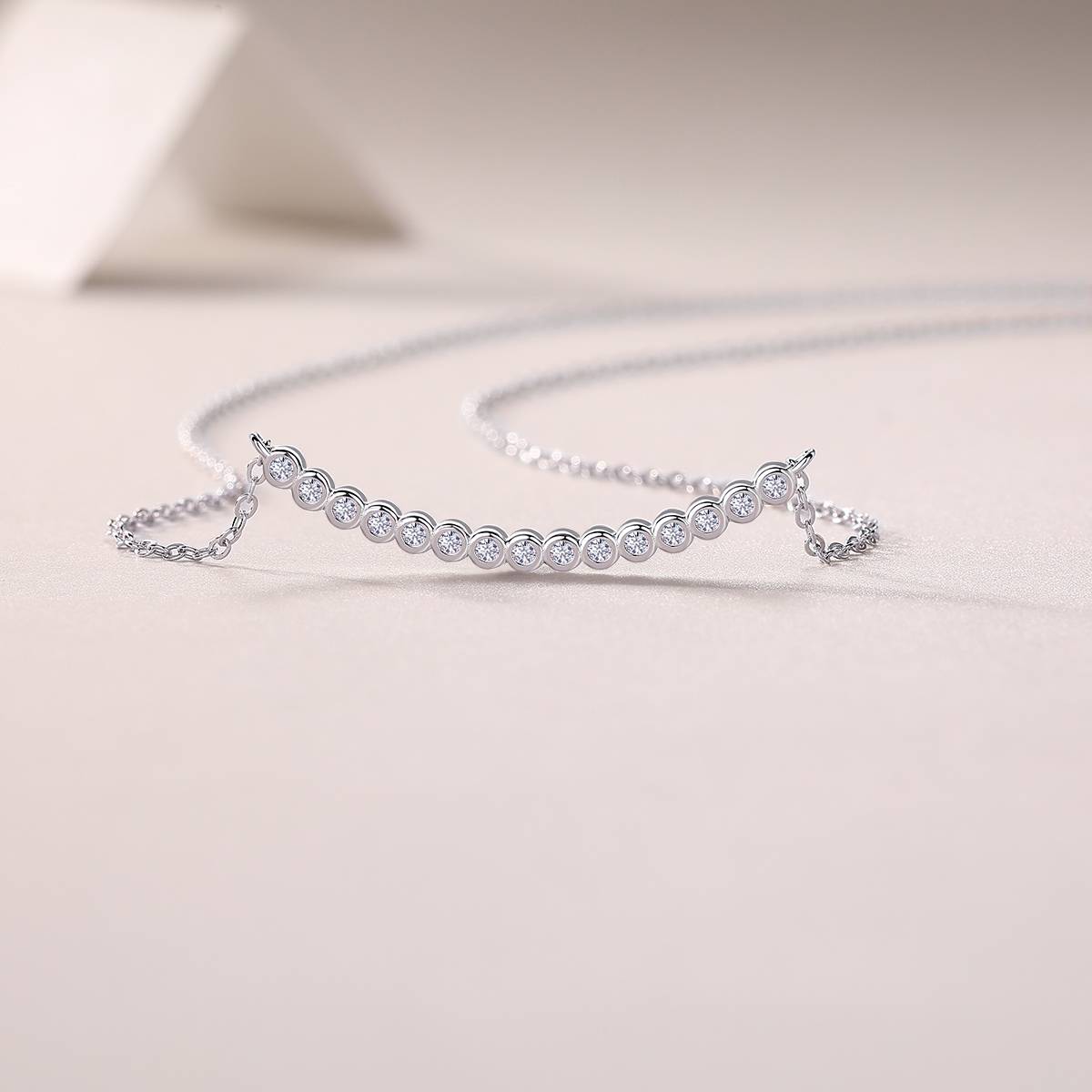 N13282款银镀18K白金MoissaniteNecklace0.23ct