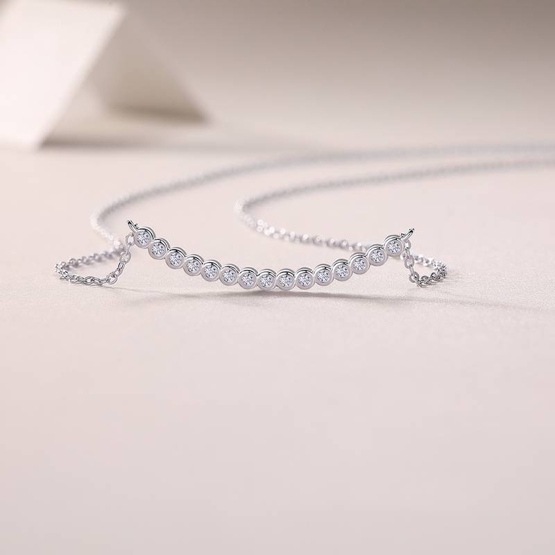 N13282款银镀18K白金莫桑钻项链0.23ct