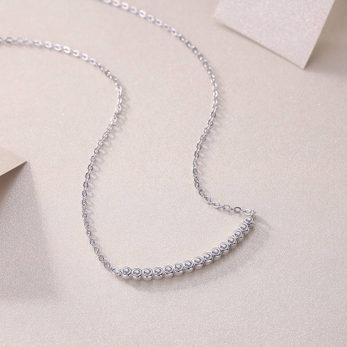 N13282款银镀18K白金MoissaniteNecklace0.23ct