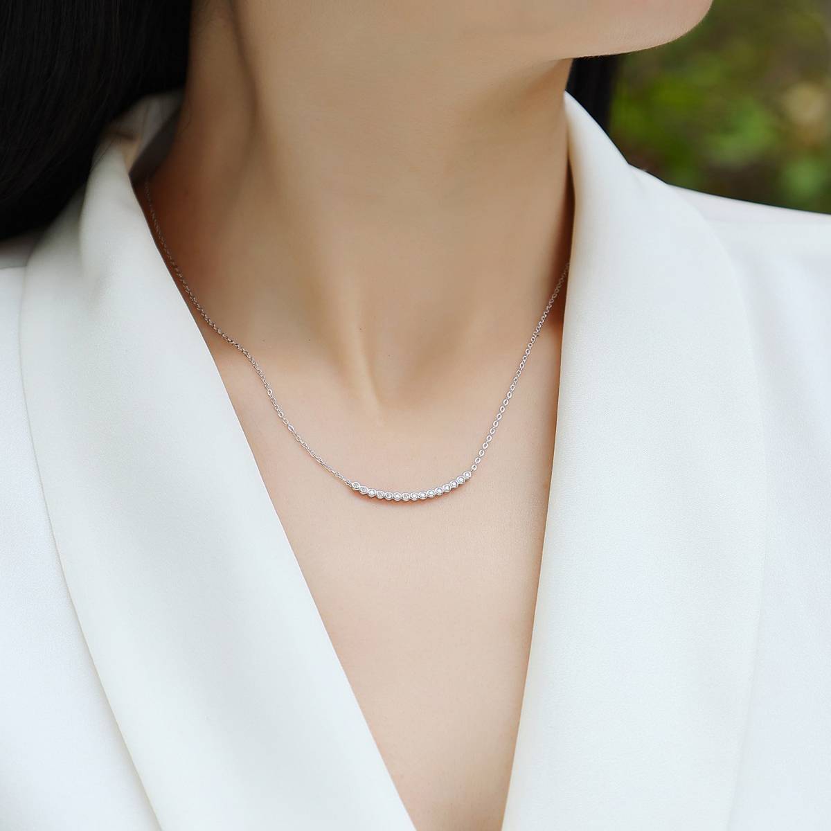 N13282款银镀18K白金MoissaniteNecklace0.23ct