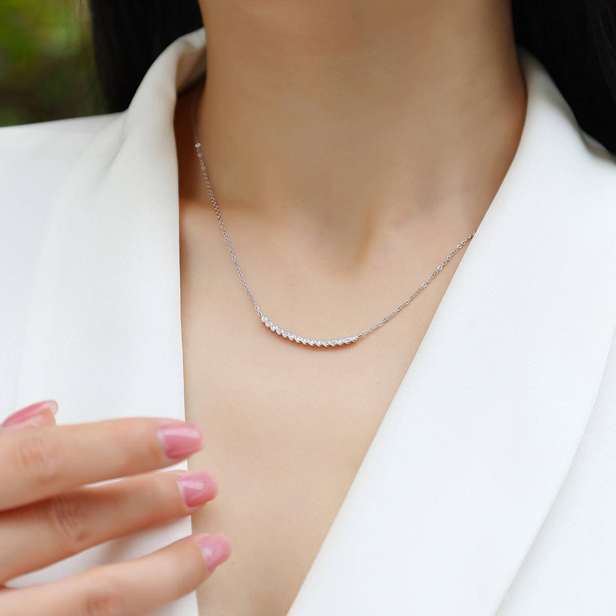 N13282款银镀18K白金MoissaniteNecklace0.23ct