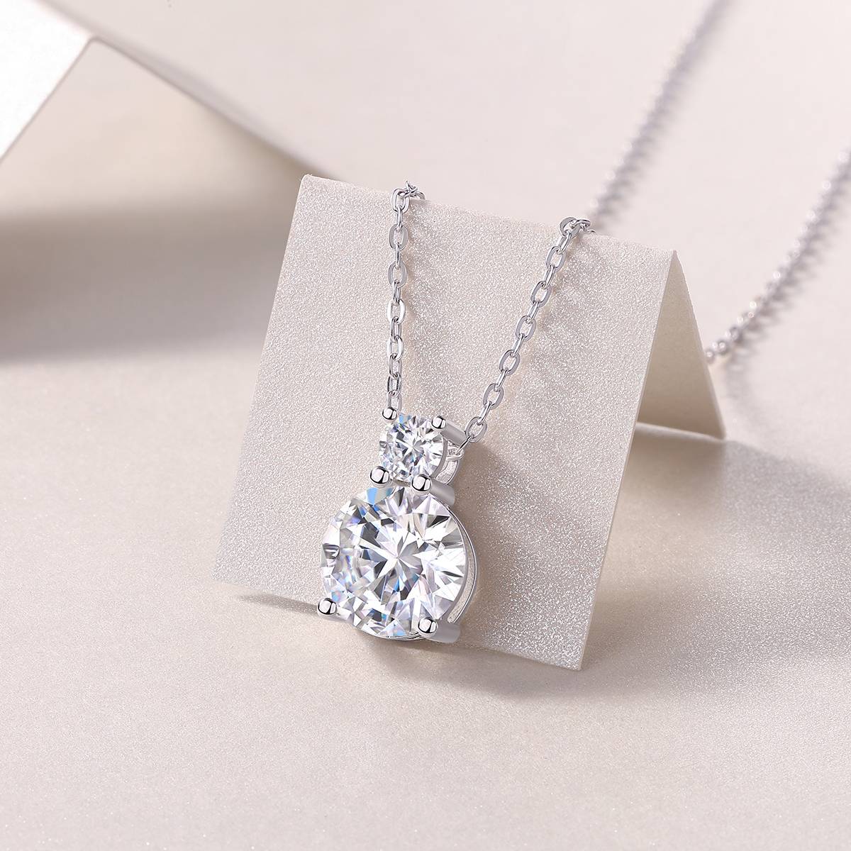 P13600款银镀18K白金MoissaniteNecklace3.0ct