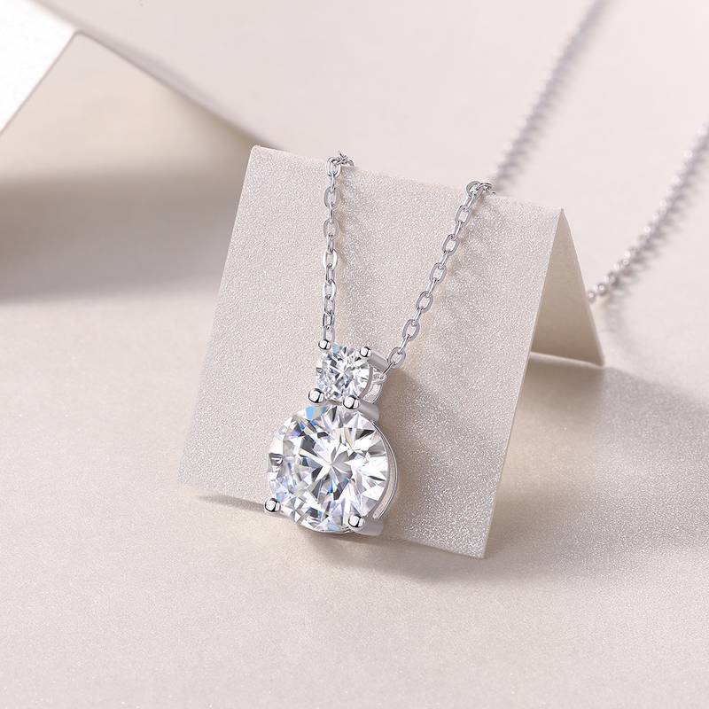 P13600款银镀18K白金MoissaniteNecklace3.0ct