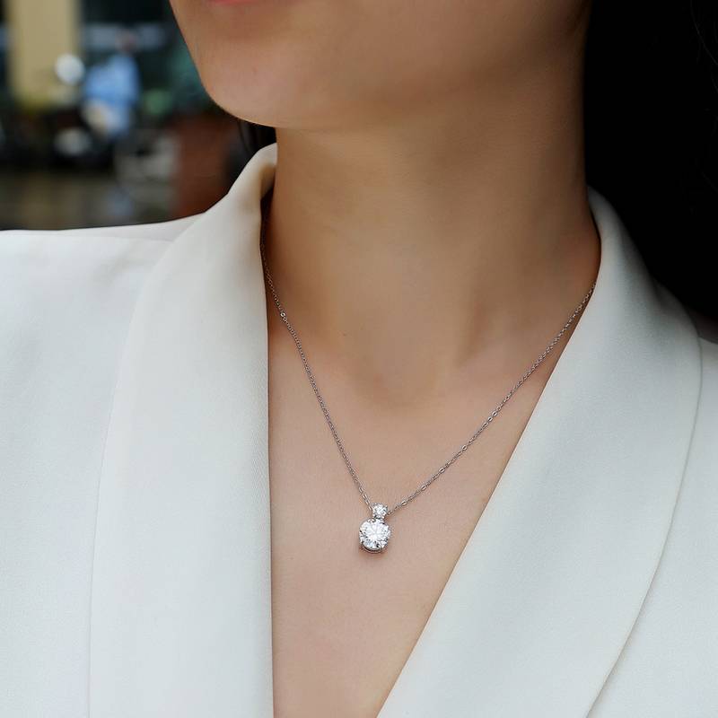 P13600款银镀18K白金MoissaniteNecklace3.0ct