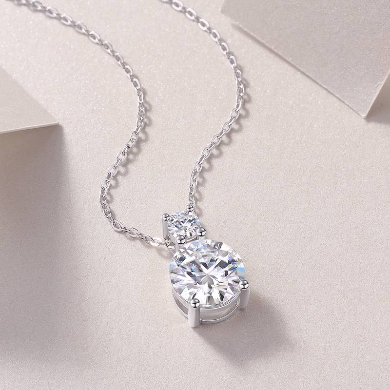 P13600款银镀18K白金MoissaniteNecklace3.0ct