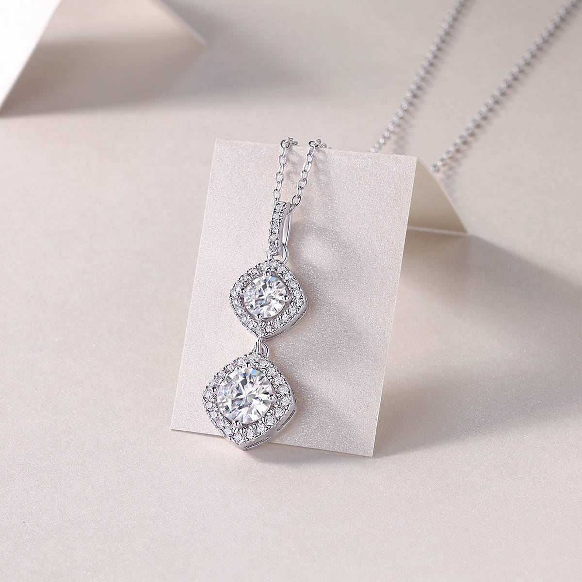 P13666款银镀18K白金MoissaniteNecklace1.0ct