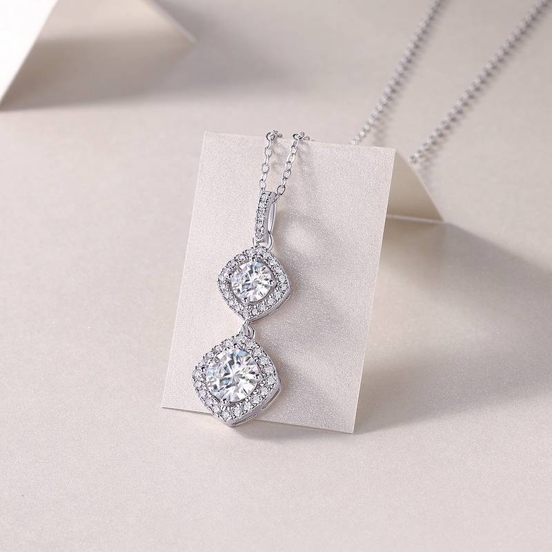 P13666款银镀18K白金MoissaniteNecklace1.0ct
