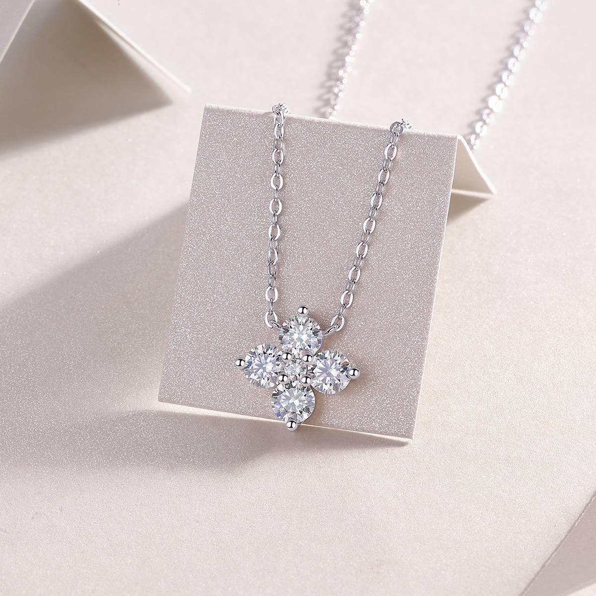 N13597款银镀18K白金MoissaniteNecklace1.215ct