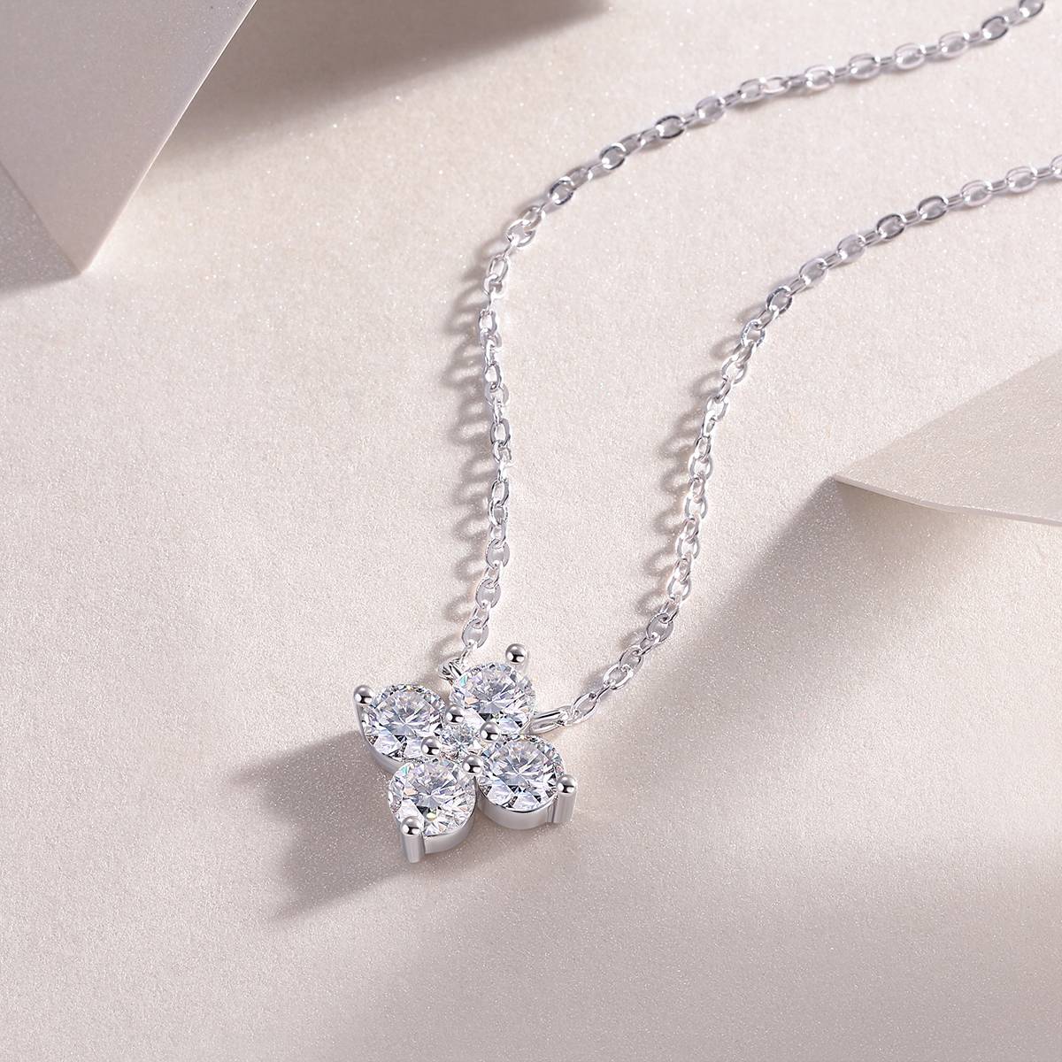 N13597款银镀18K白金MoissaniteNecklace1.215ct