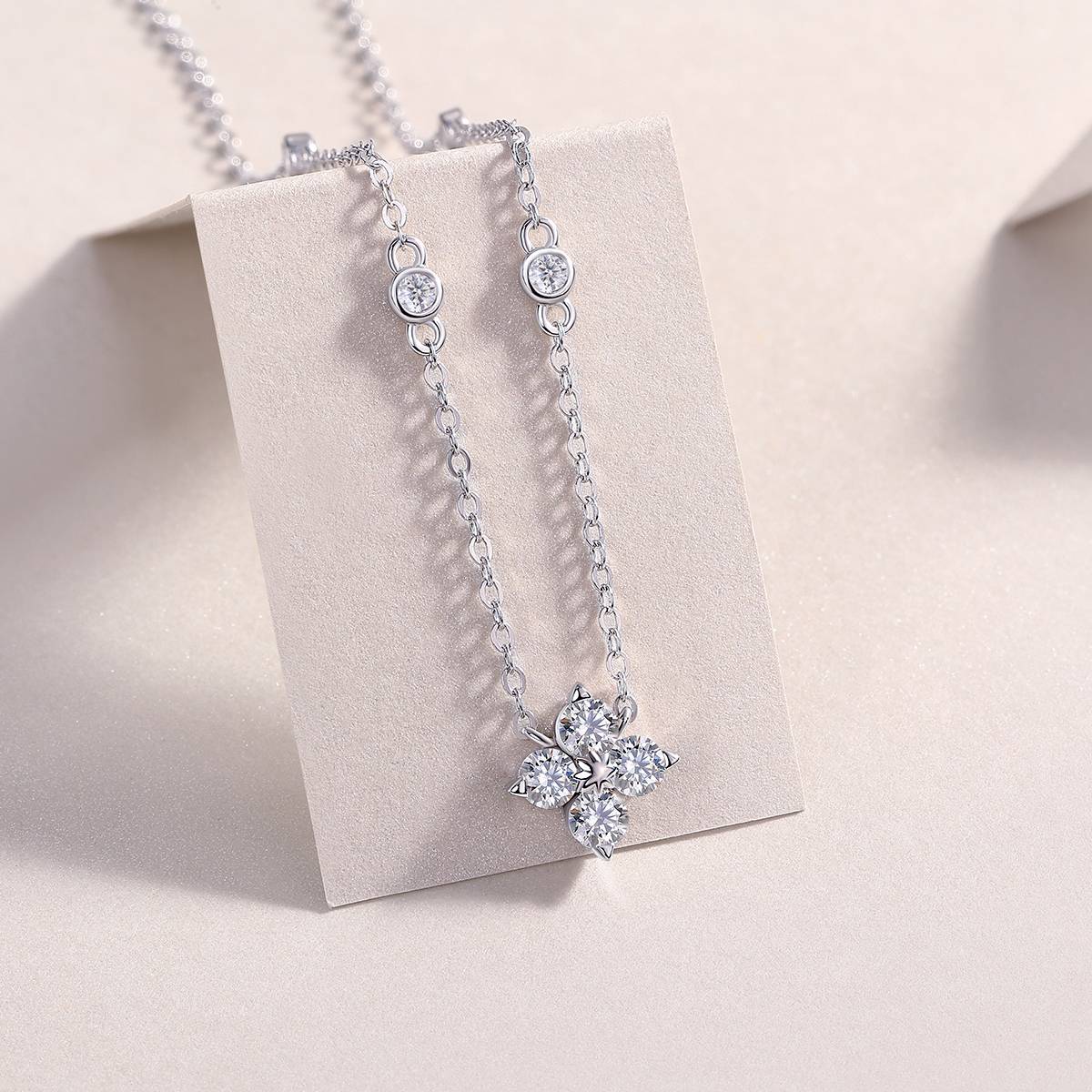 N13646款银镀18K白金MoissaniteNecklace0.1ct