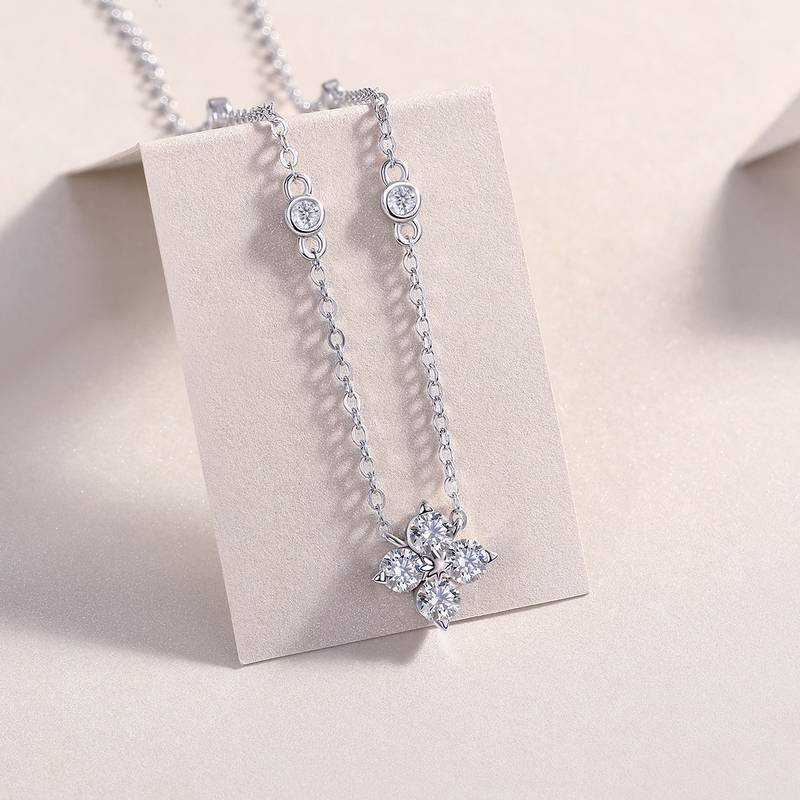 N13646款银镀18K白金MoissaniteNecklace0.1ct