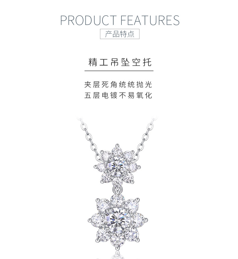 N15297款银镀18K白金莫桑钻项链1.0CT - 5