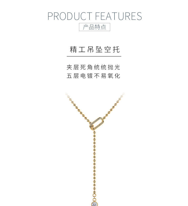 N15118款银镀18K黄金莫桑钻项链1.0CT - 5