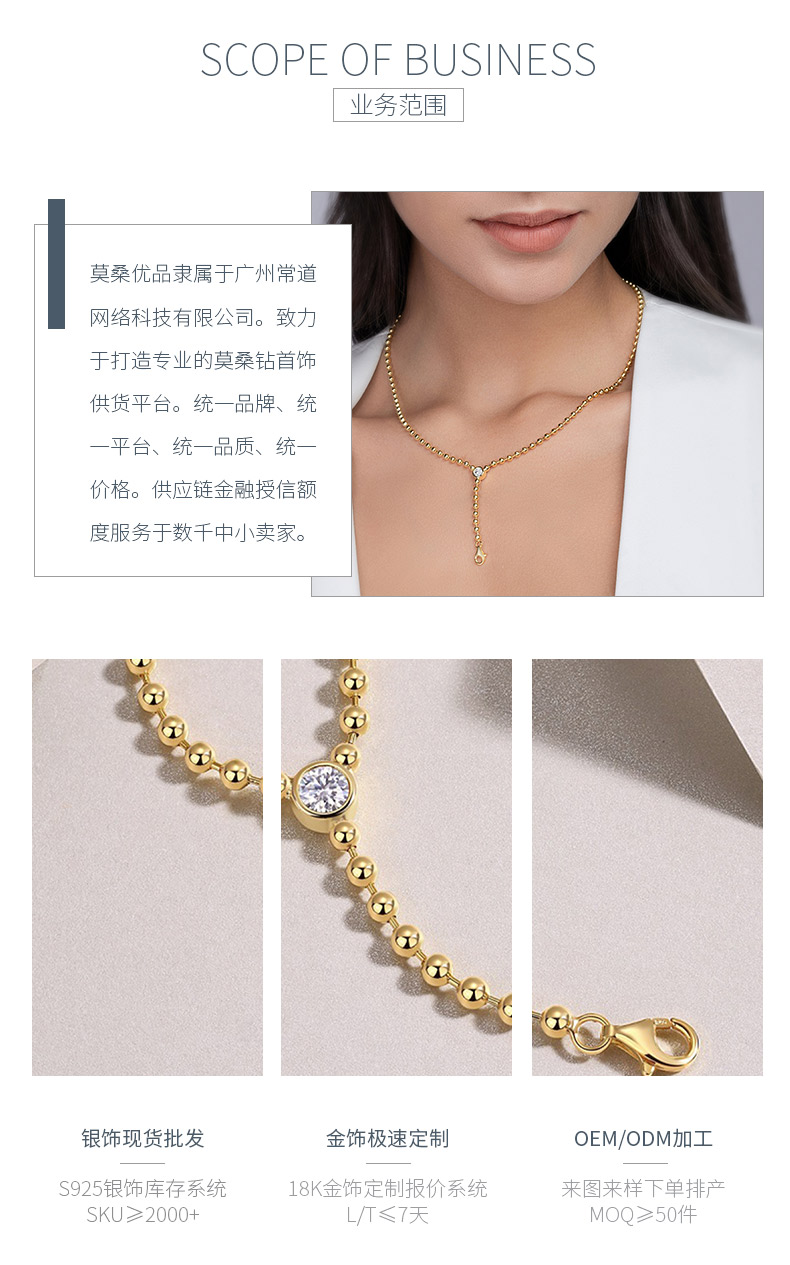 N15130款银镀18K黄金莫桑钻项链0.5CT - 3