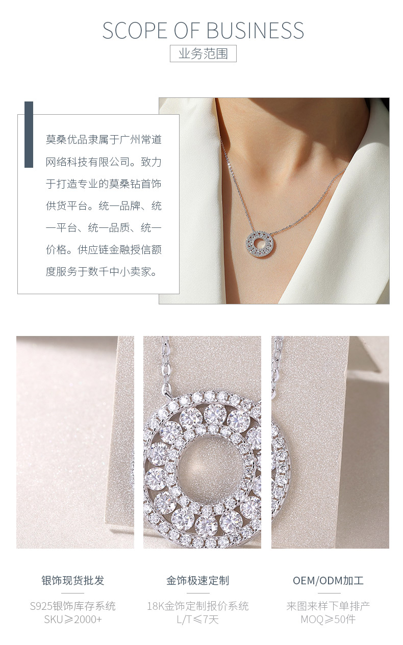 N13249款银镀18K白金莫桑钻项链1.3ct - 3