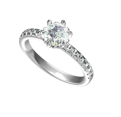 花瓣六爪圆钻Women's RingS925银镀白金定制选款Moissanite1.0ct