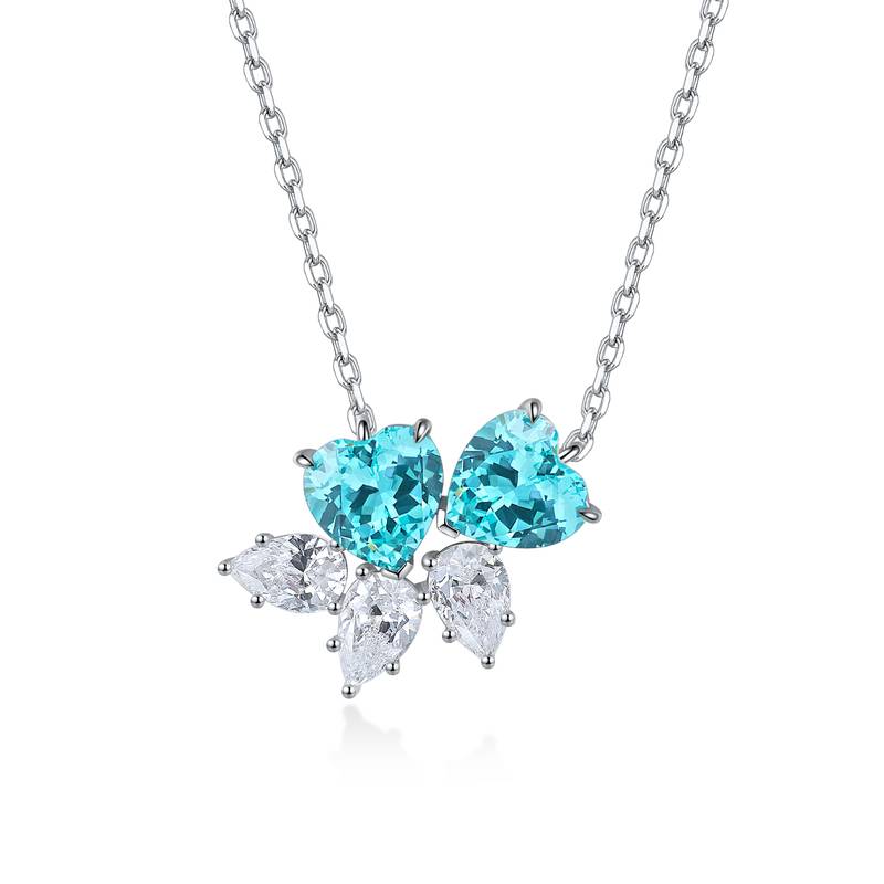 N016Y款S925银镀18K白金心形培育彩宝石Pendant7*7mmmm/3.47ct