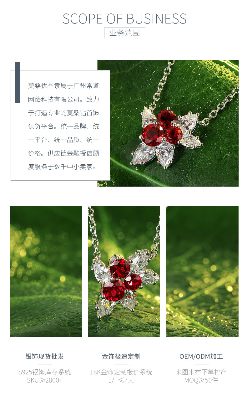N052款S925银镀18K白金圆形培育彩宝石项链0.98ct - 3