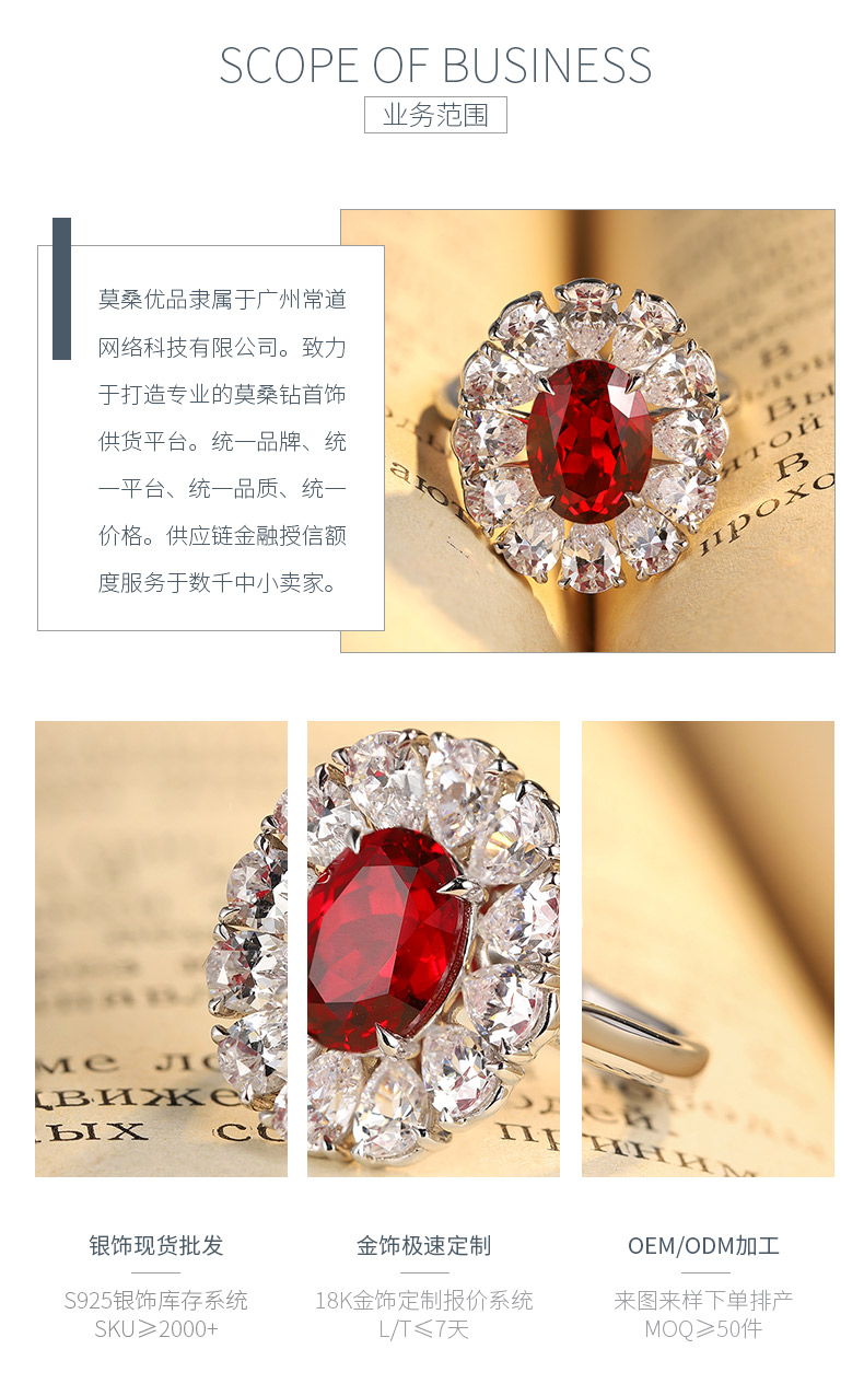 R138款S925银镀18K白金蛋形培育彩宝戒指3.533CT - 3