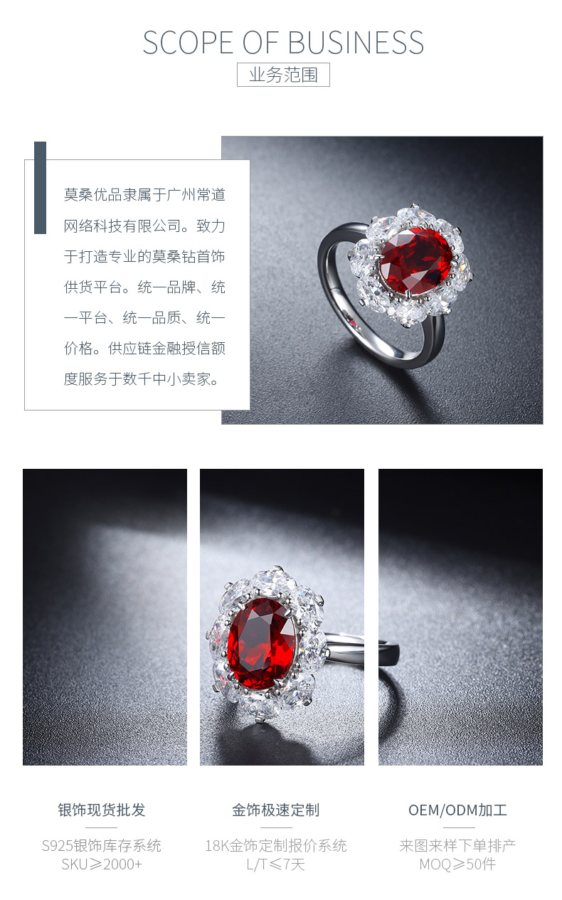 R139款S925银镀18K白金蛋形培育彩宝戒指3.29CT - 3