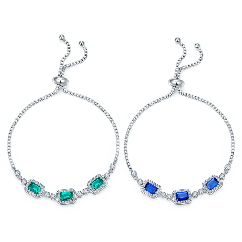 B2020428款S925银镀18K白金培育彩宝Bracelet1.4ct