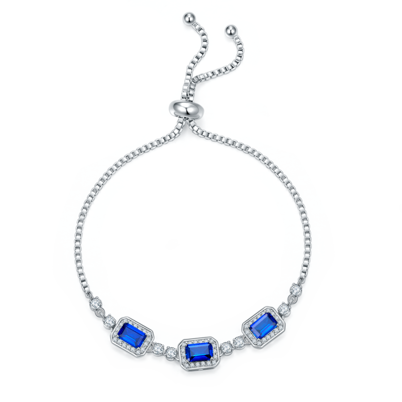 B2020428款S925银镀18K白金培育彩宝Bracelet1.4ct