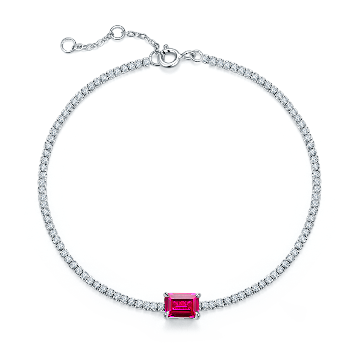 316款S925银镀18K白金Bracelet培育彩宝0.77ct