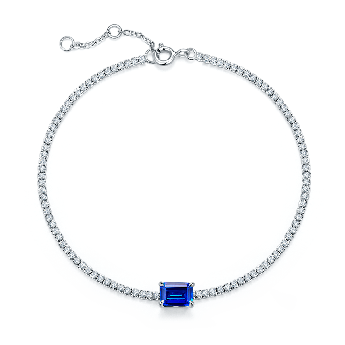 316款S925银镀18K白金Bracelet培育彩宝0.77ct