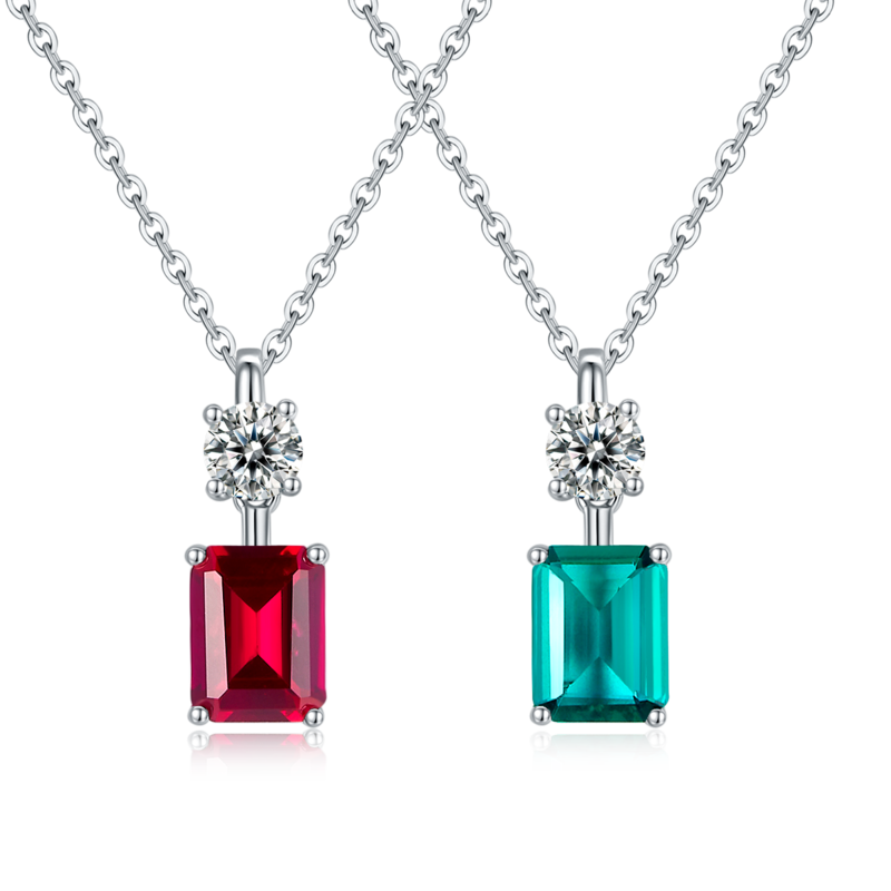 P1917997款S925银镀18K白金Necklace培育彩宝1.22ct