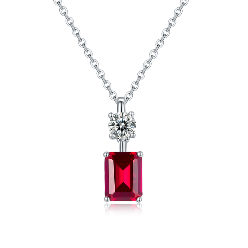 P1917997款S925银镀18K白金Necklace培育彩宝1.22ct
