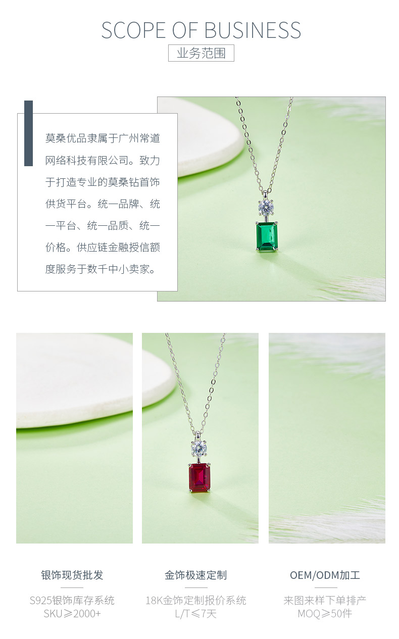 P1917997款S925银镀18K白金项链培育彩宝1.22ct - 3