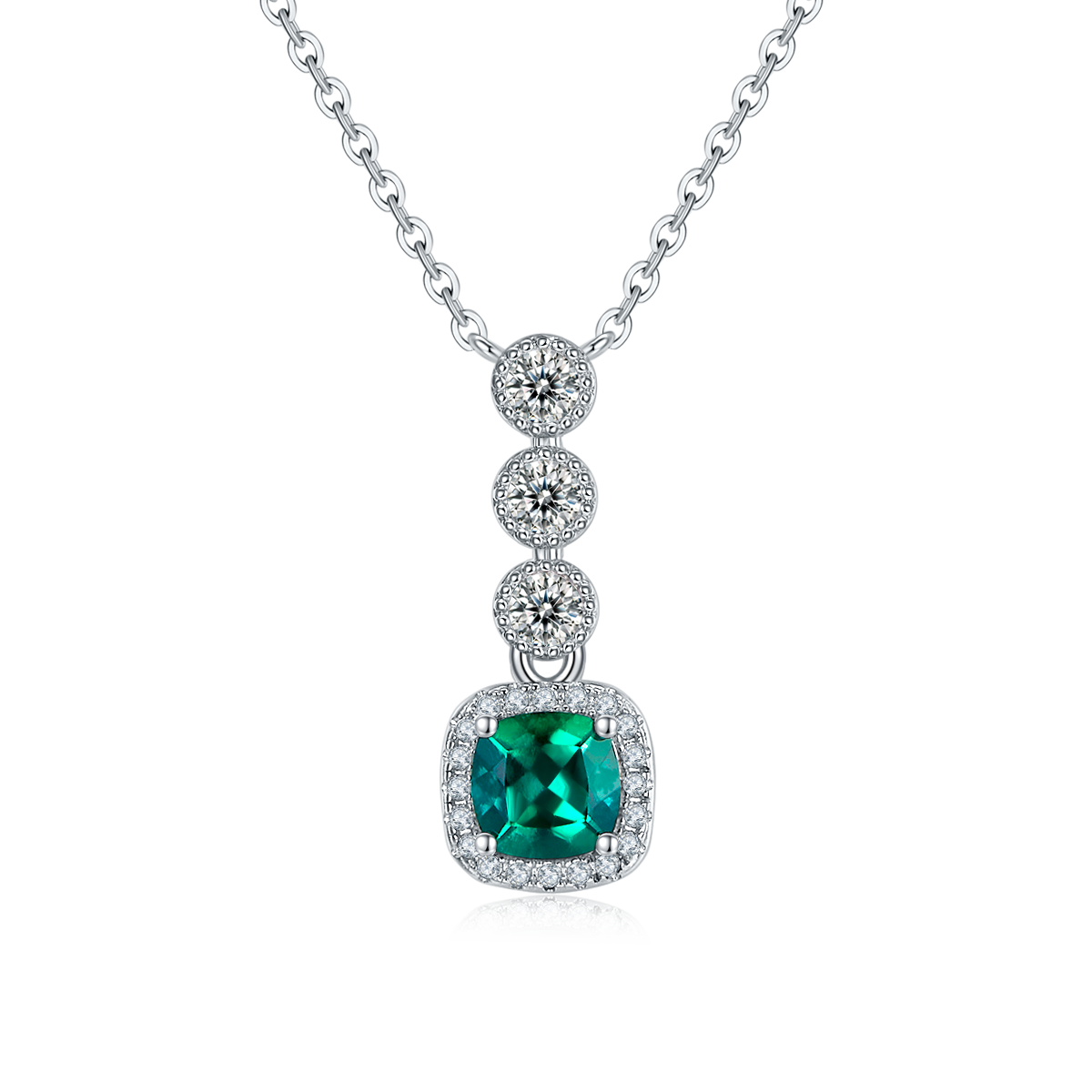 N1917986款S925银镀18K白金培育彩宝项链0.93ct