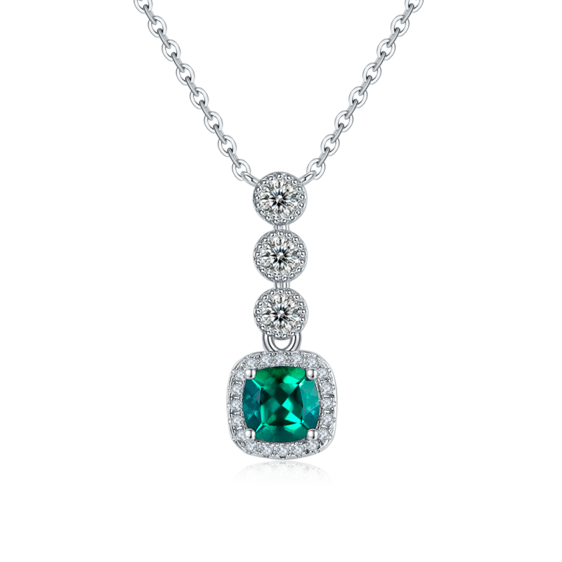 N1917986款S925银镀18K白金培育彩宝Necklace0.93ct