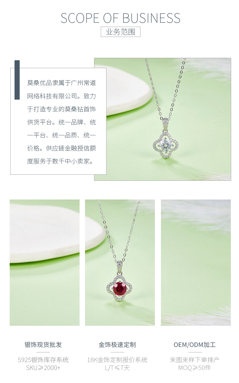 P1192款S925银镀18K白金圆形莫桑钻/ 培育红宝项链1.0CT - 3