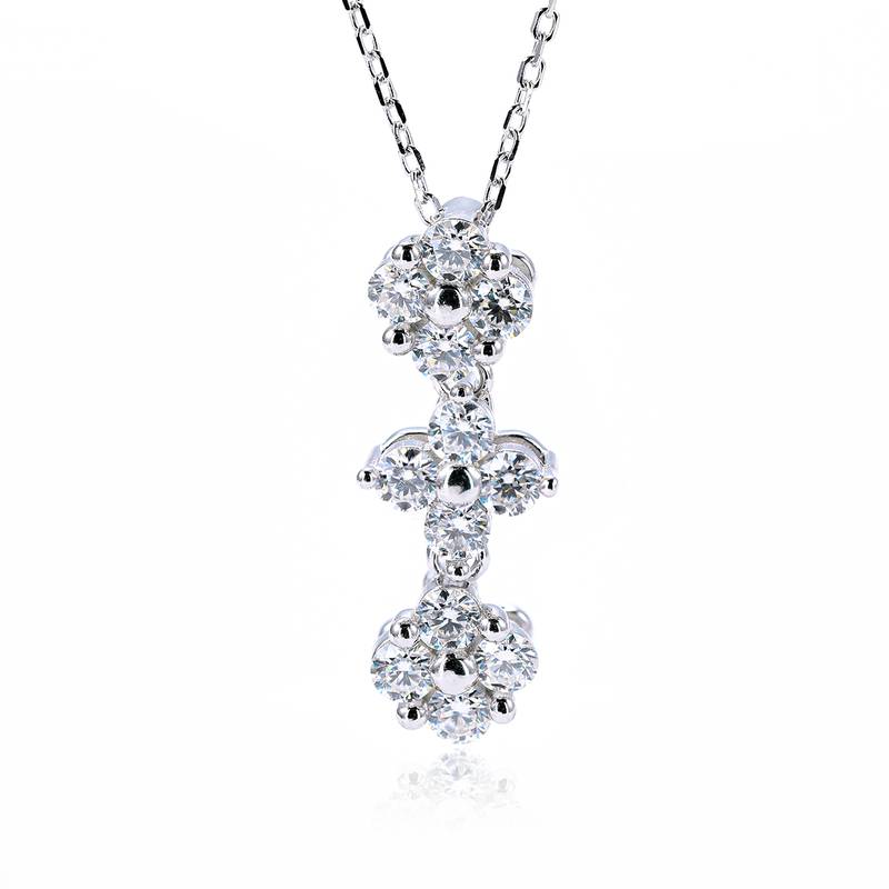 DSYP26款S925银镀18k白金一款两戴四叶草NecklaceMoissanite1.2ct