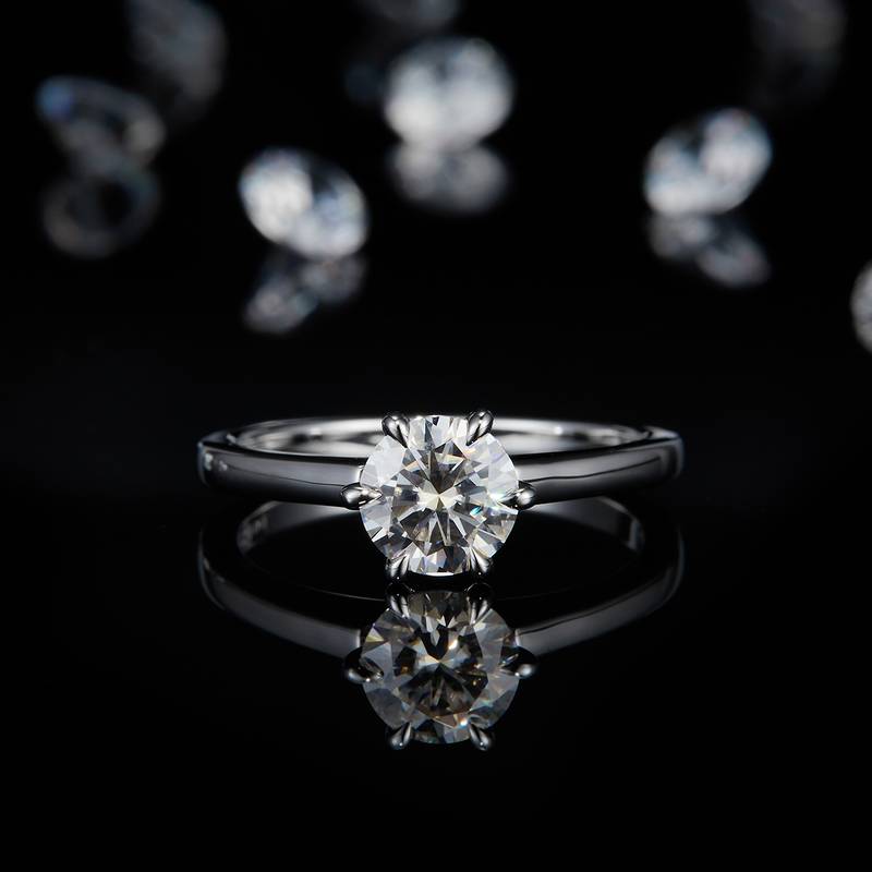 光臂六爪Women's RingS925银镀白金定制选款主石Moissanite1.0ct