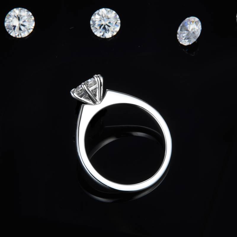 光臂六爪Women's RingS925银镀白金定制选款主石Moissanite1.0ct