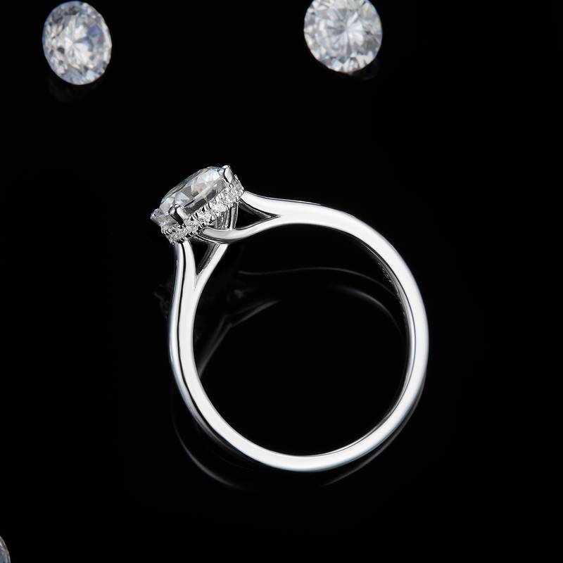 光臂四爪Women's RingS925银镀白金定制选款主石Moissanite1.0ct/副石高碳钻