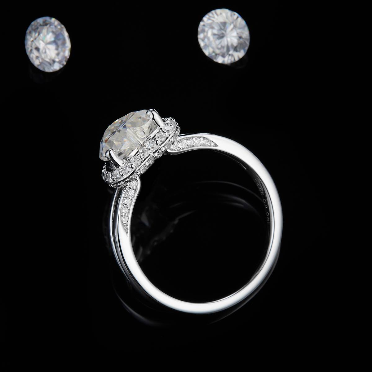 Light Arm Heart Diamond Women's Ring S925 Silver Plated Platinum Customized Selection Main Stone Moissanite 2.0ct/Side Stone Cubic Zirconia