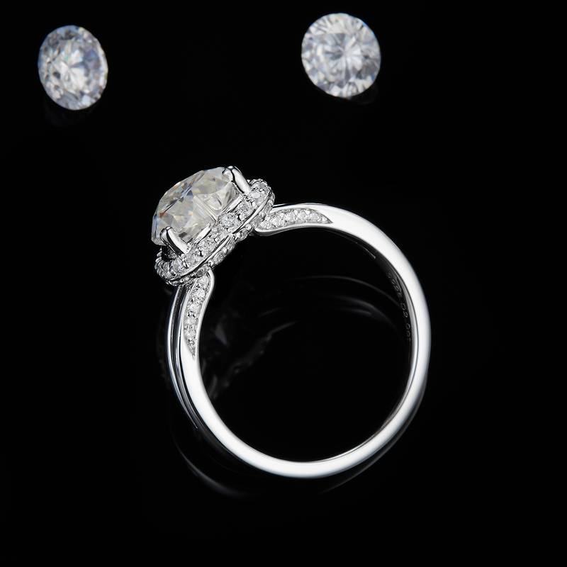 光臂心形钻Women's RingS925银镀白金定制选款主石Moissanite2.0ct/副石高碳钻