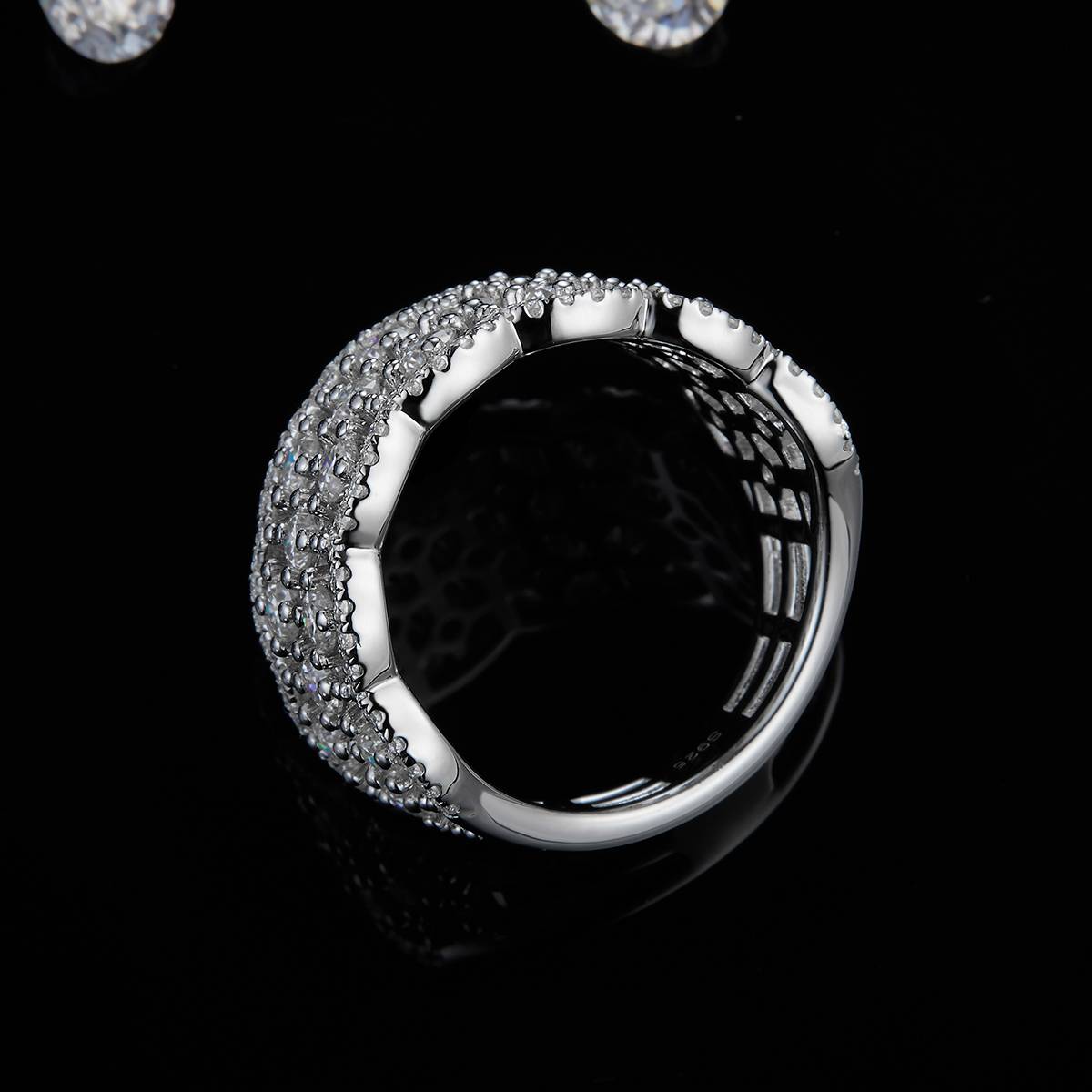 Light Luxury Full Diamond Row Ring Women's Ring S925 Silver Plated Platinum Customized Selection Side Stone Moissanite 1.71ct