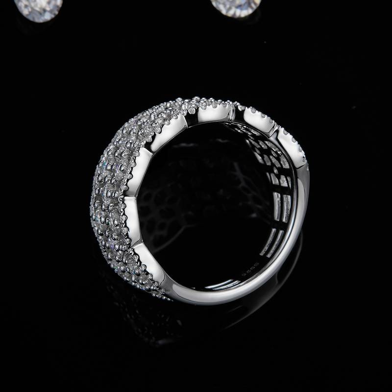 Affordable Luxury满钻排戒Women's RingS925银镀白金定制选款副石Moissanite1.71ct