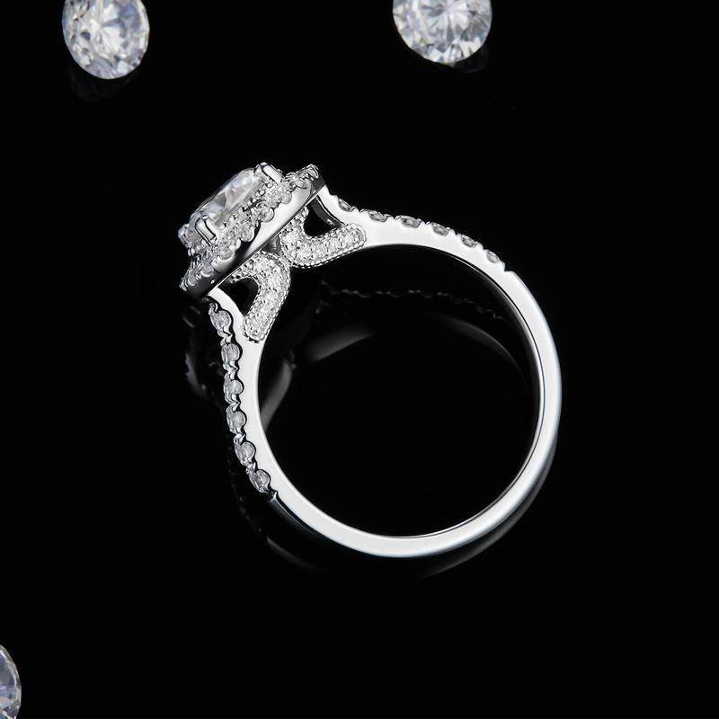 Affordable Luxury圆包Women's RingS925银镀白金定制选款主石Moissanite1.0ct/副石高碳钻