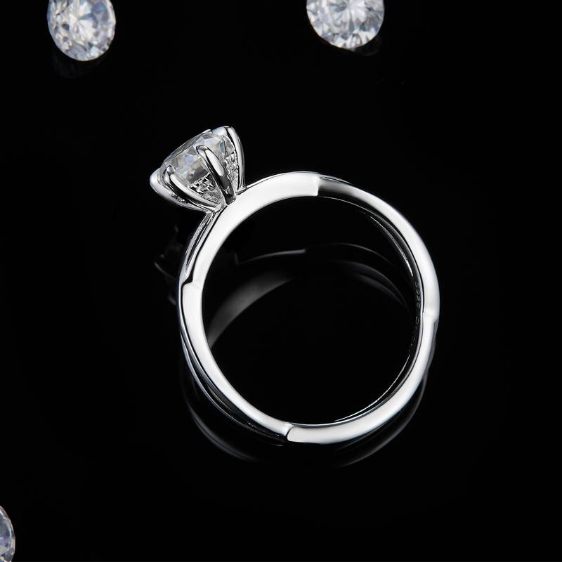 简约蛋形Women's RingS925银镀白金定制选款主石Moissanite1.5ct