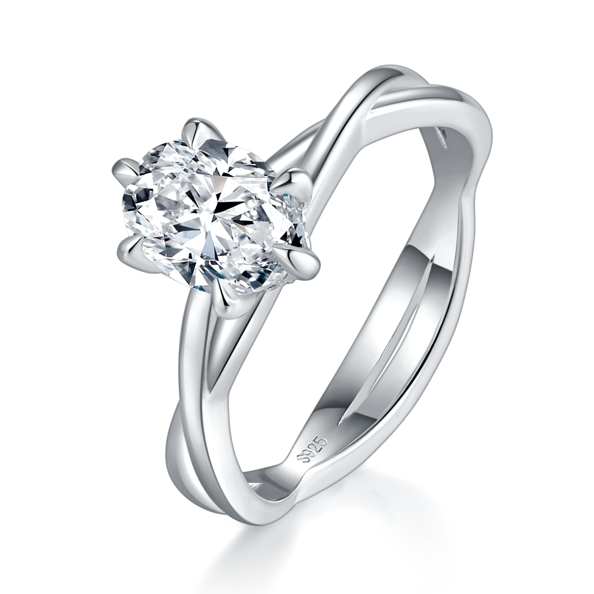 Minimalist Oval Women's Ring S925 Silver Plated Platinum Customized Selection Main Stone Moissanite 1.5ct