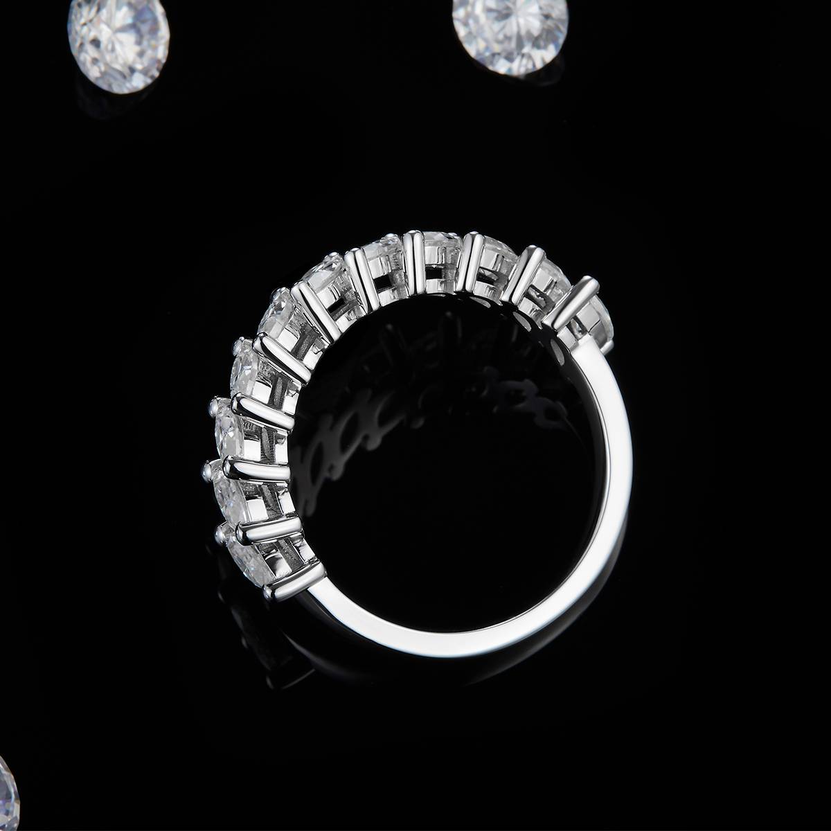 Marquis Ring Women's S925 Silver Plated Platinum Customized Selection Side Stone Moissanite 2.2ct