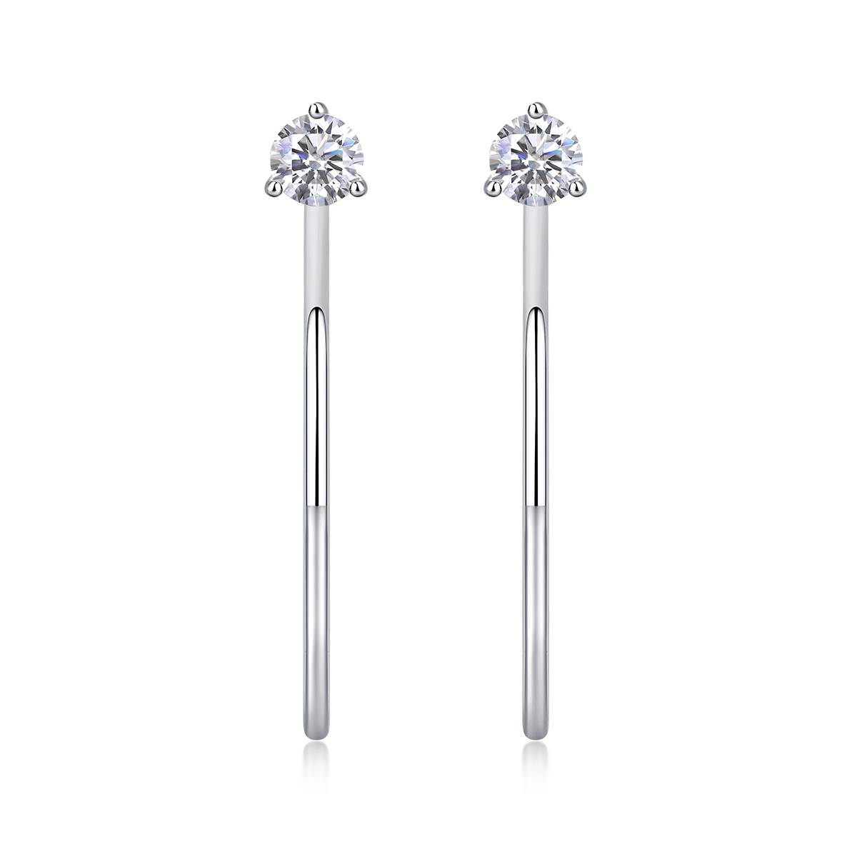 E13104款S925银镀18K白金Moissanite耳圈0.6ct