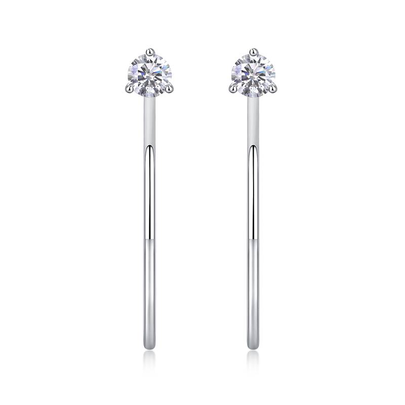 E13104款S925银镀18K白金Moissanite耳圈0.6ct